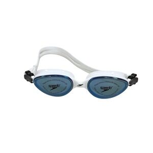 New Speedo Adult Swimming Goggles‎ White Blue Tinted Lenses Adjustable Strap
